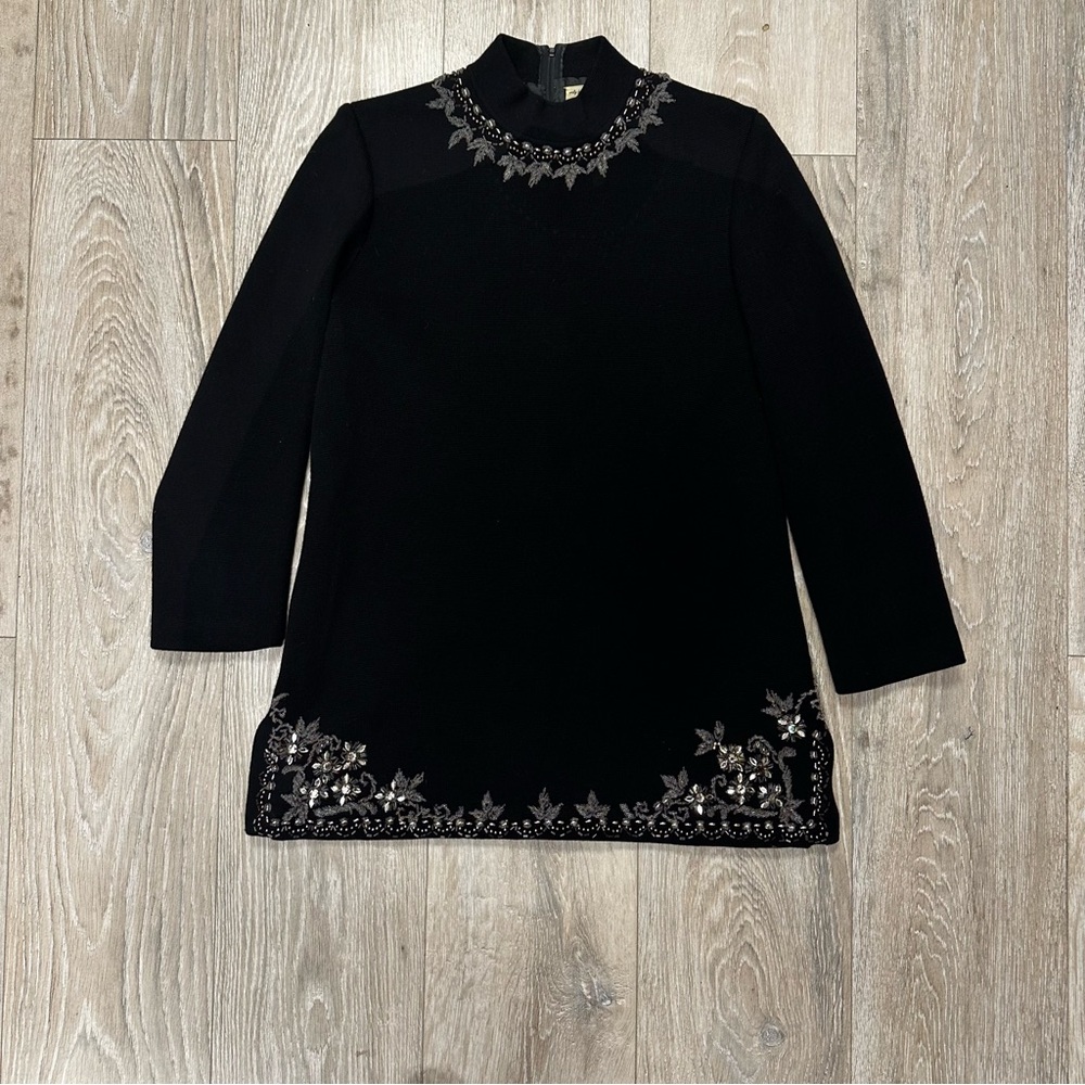 Vintage Nordstrom Best black wool tunic with beads